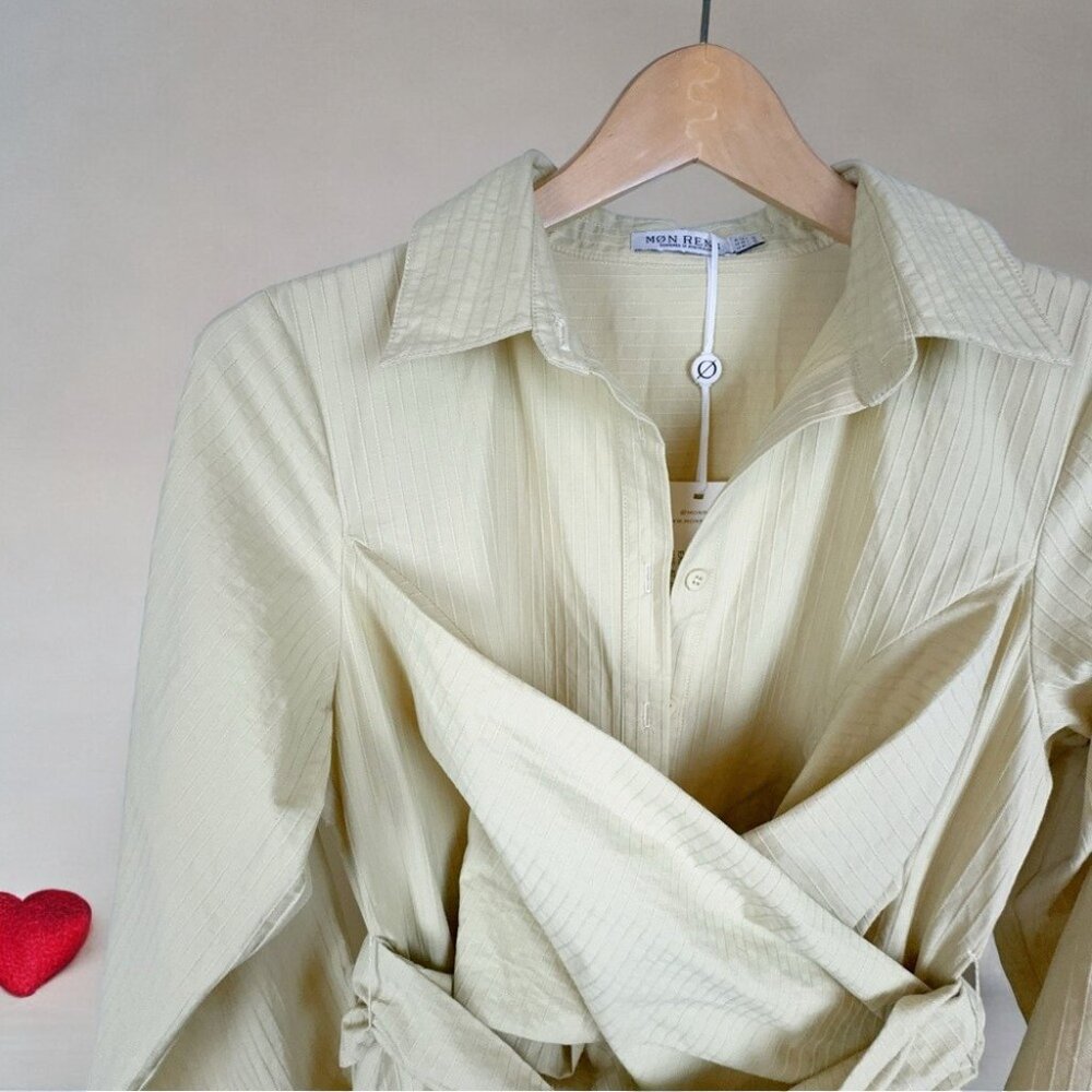 NWT Mon Renn East Wrap Mini Shirt Dress - Picture 3 of 4